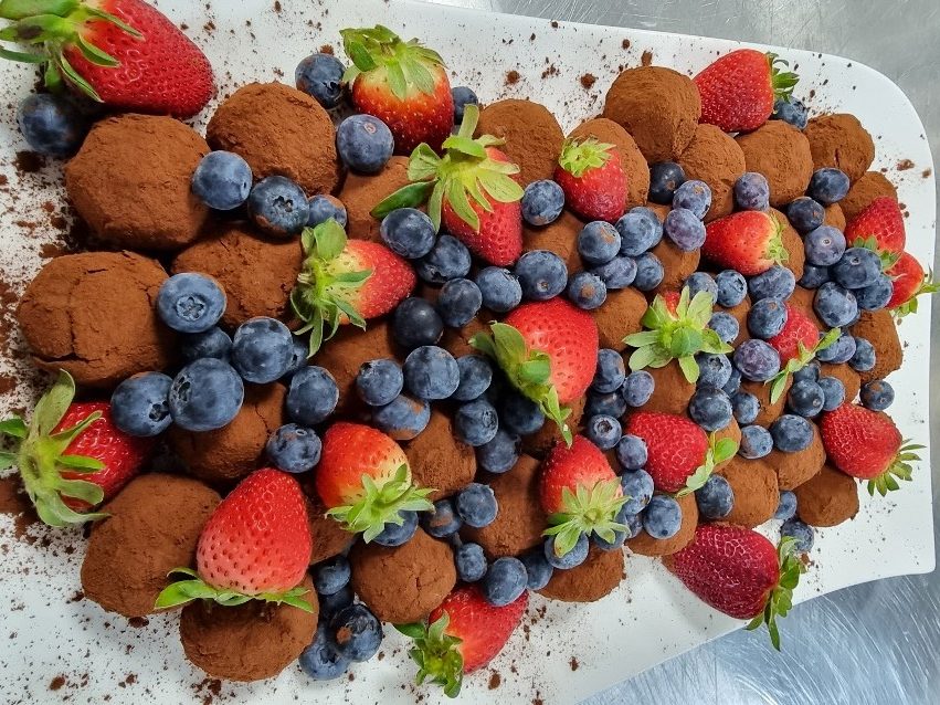 Chocolate-Raspberry-Truffles-toppaddockcatering Prawn Tapa